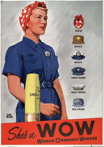 World War II Rosie The Riveter Shes A WOW Woman Ordnance Worker Poster